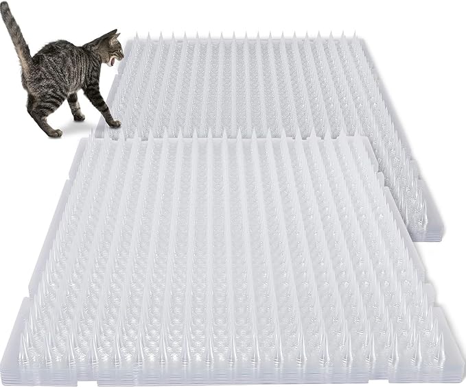 10-Pack Cat Deterrent Spike Mats, Plastic Thorn Strips to Keep Cats Off Furniture, Beds, Counters, Protective Mat for Sofas, Tables, and Gardens