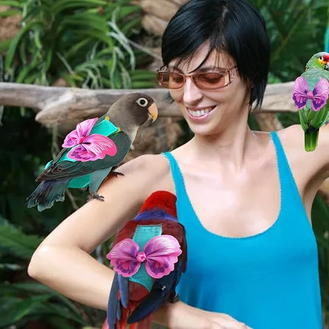 Bird Diapers Harness and Leash Parrot Diapers Parrot Flight Clothes Suit Bird Clothes Washable Bird Nappy Recovery Diapers for Small Medium Birds Parakeets Parrot Cockatoos Cockatiel Macaws-Large