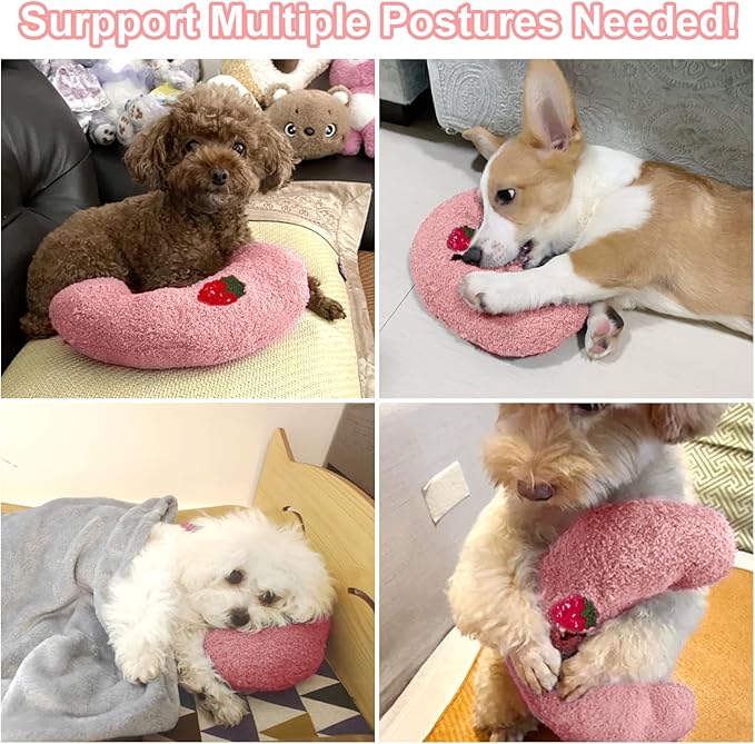Mity Rain Dog Anxiety Relief Pillow, Ultra Soft High Density Calming Pillow for Joint Relief Sleeping Improve, Pet Calming Toy Pink
