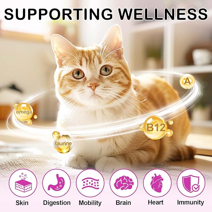 Cat Multivitamin Chews, 15-in-1 Multivitamin Cat Treats for Heart Health, Joint, Skin & Coat, Immune Digestive Support, Supplements & Vitaminsfor Cats, Chicken Flavour (30-Day Supply)