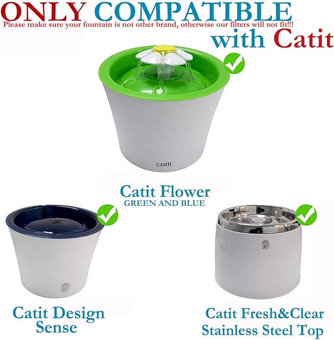 Pack 8 of WECATION Cat Water Fountain Filter for Catit, Catit Fountain, Flower Fountain, Senses 2.0 Fountain