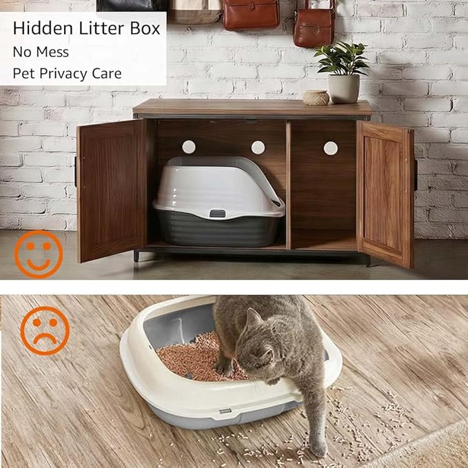 unipaws Top Opening Cat Litter Box Enclosure, Friendly to Elderly People, Waist or Keen Problem People, XL Extra Large Cat Box Furniture