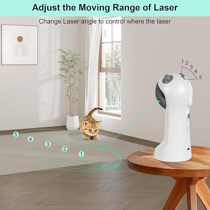 TBTeek Cat Toy, Green Light, Automatic Motion-Activated, 5 Fun Patterns, 4 Speed Modes, Adjustable Light Angles, Random Rotating Trajectory, Rechargeable