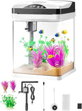 VEVOR Fish Tank Aquarium, 2 Gallon LED Square Ultra-Clear Glass Tank Temperature Monitoring Adjustable 7 Color Lighting, Self Cleaning System Fishbowl for Freshwater & Saltwater Fish Home,Office,Pet