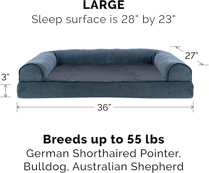 Furhaven Replacement Dog Bed Cover Sherpa & Chenille Sofa-Style, Machine Washable - Orion Blue, Large
