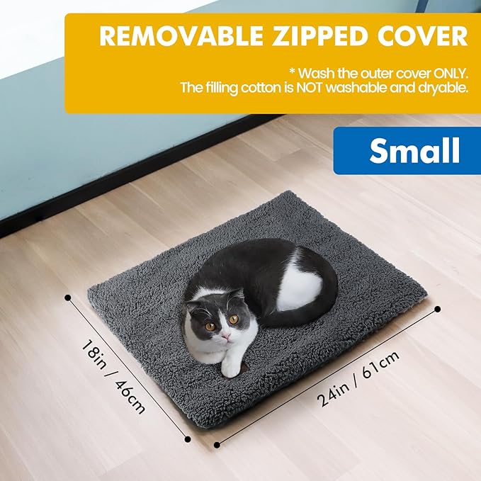 Self Warming Cat Bed Self Heating Cat Dog Mat 24 x 18 inch Extra Warm Thermal Pet Pad for Indoor Outdoor Pets with Removable Cover Non-Slip Bottom Washable Non Electric