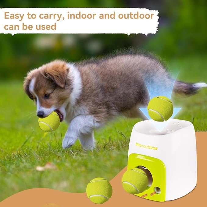 JITUIHOM Automatic Dog Ball Launcher, Rechargeable Dog Toy,with 2.5in EPTU Balls for Medium to Large Dogs, Interactive Dog Fetch Toy for Mental & Physical Exercise