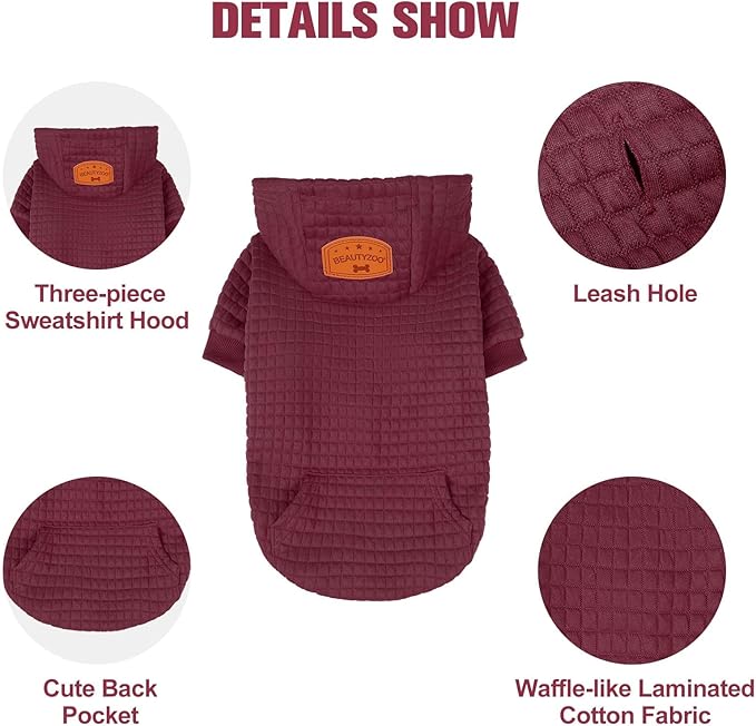 BEAUTYZOO Dog Hoodie for Small Medium Large Dogs, Winter Fall Warm Dog Clothes for Puppy S M Sized Dogs Girl Boy, Dog Sweater Shirt Hoodies with Pocket Bulldog Pitbull Cat Clothing Coat