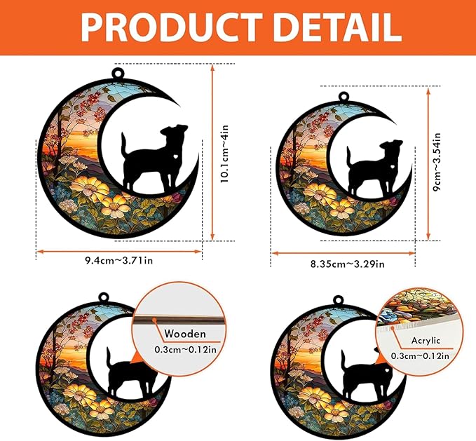 NAZENTI Personalized Dog Memorial Suncatcher, Loss of Pets Hanging Ornament, Sympathy Gift, Custom Dogs Remembrance Gifts, Bereavement Gifts Dogs, Dog Wind Chimes Memorial, Pet Owner