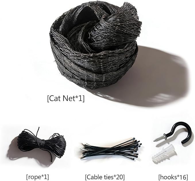 Cat Balcony Netting, Large Cat Net Pet Anti-Fall Safety Netting,Tear-Resistant, Thickened Nylon Dogs Cats Climbing Net, Pet Mesh Fence for Balcony, Stair, Window, Outdoors (10x6.6ft)