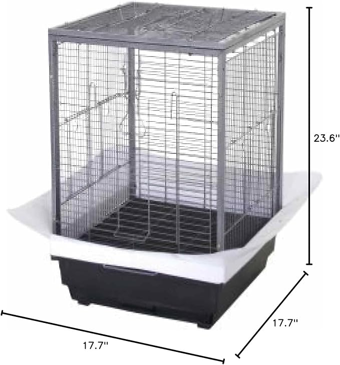 Spacious Metal Bird Cage with Pull-Out Tray, Carry Handles, Transparent Cups, Wooden Perches, Easy to Clean Bird Cage for Parakeets, Canaries, Cockatiels, Lovebirds, Conures, Budgies, 45x45x60cm