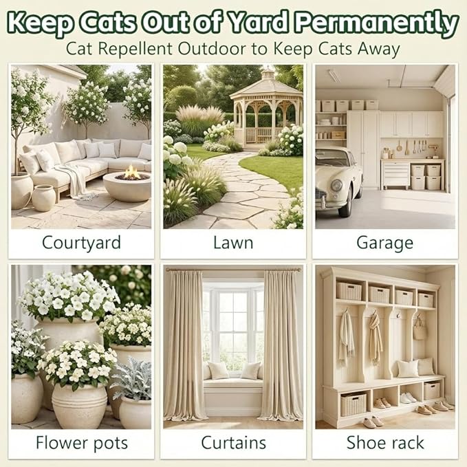 10Pack Cat Repellent Outdoor & Indoor, Natural Peppermint Oil Cat Deterrent Balls Outdoor Indoor Keep Cats Off Yard Garden Lawn Plants and Chew-White