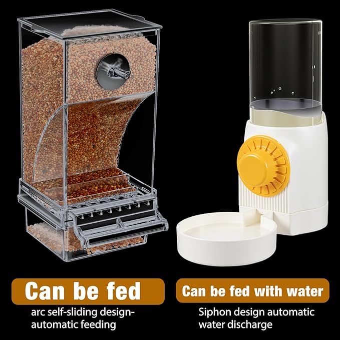 4 Pcs No Mess Small Bird Feeder Parakeet Water Dispenser Set Automatic Clear Parakeet Feeder Acrylic Watered Cage Accessories for Canary Budgie Lovebirds Finches(White)