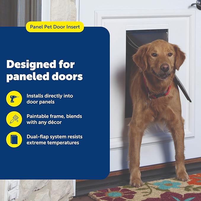 PetSafe Panel Pet Door Insert - Easy Installation - Dual Flap Design for Weather Protection - Paintable Frame for Custom Look