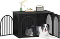 39.4" Wooden Dog Crate Furniture, Indoor Dog Kennel Dogs Cage for Small/Medium/Large Dogs, Heavy Duty Dog Crates Decorative Pet House End Side Table TV Stand, Black DFC84104B