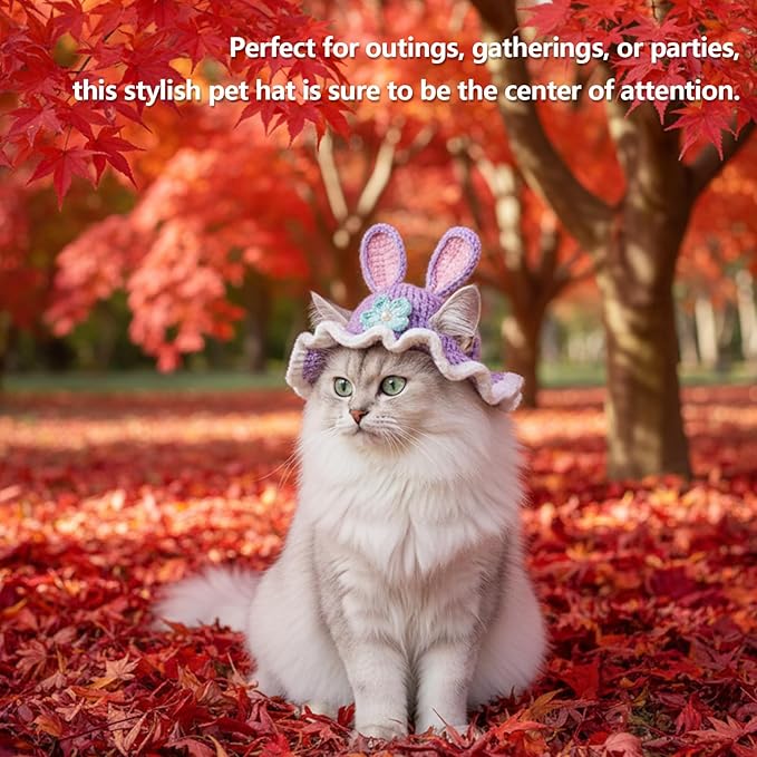 Cute Cat Hats Costume Suitable for 5 to16 lbs - Rabbit Kitten Hat Head Circumference 11" or Less Cat Hats for Cats only Pet Photography Outfits