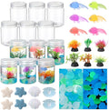12 Set Fishbowl Craft Kit with Plastic Fish Bowl Floating Fake Goldfish Aquarium Plant Glow in The Dark Rock Seashell Mini Fish Tank Decoration Accessories for Party Supplies School Classroom