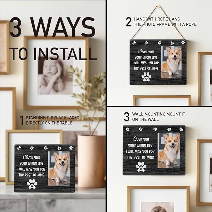 IAXIC Pet Memorial Gifts for Dogs, Cat Loss Of Cat, Sympathy Gift Picture Frame, Gifts, Remembrance Dog Photo Frame Wall Desk Shelf Table Decor