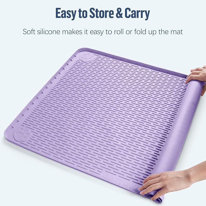 Pee Pad Holder for Dogs, 34" x 22" Silicone Pee Tray Mat Leak-Proof, High Edge, No Spill Pet Pad Holder for Puppy, Cat, Rabbit, Training Pads for Floor Protection, No Pee Pads (Purple)