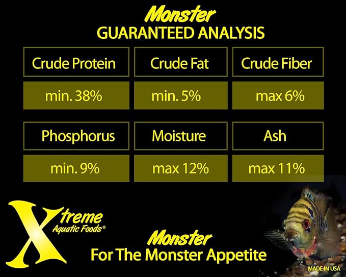 Xtreme Monster 9.0mm Pellets – Slow Sinking & Ideal for Large Cichlids, Monster Fish & Voracious Eaters – Boost Immune & Digestive Health, Max Marine Protein Fish Food – USA Farm Grown (37oz)