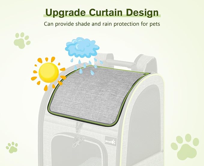 Pecute Cat Backpack Carrier XL, Expandable Pet Backpack Curtain Design for Cats Dogs Up to 15lbs, with 4-Side Breathable Mesh, Multi-Entry & Lockable Zippers for Travel, Hiking, Camping - Hands Free