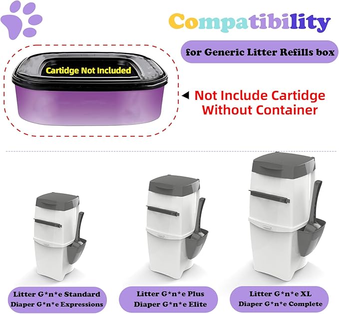 10 Pack Cat Litter Refills Scented Bag Compatible With Standard and Plus Disposal Cartridge, Universal Bags (Not Include Cartridge)