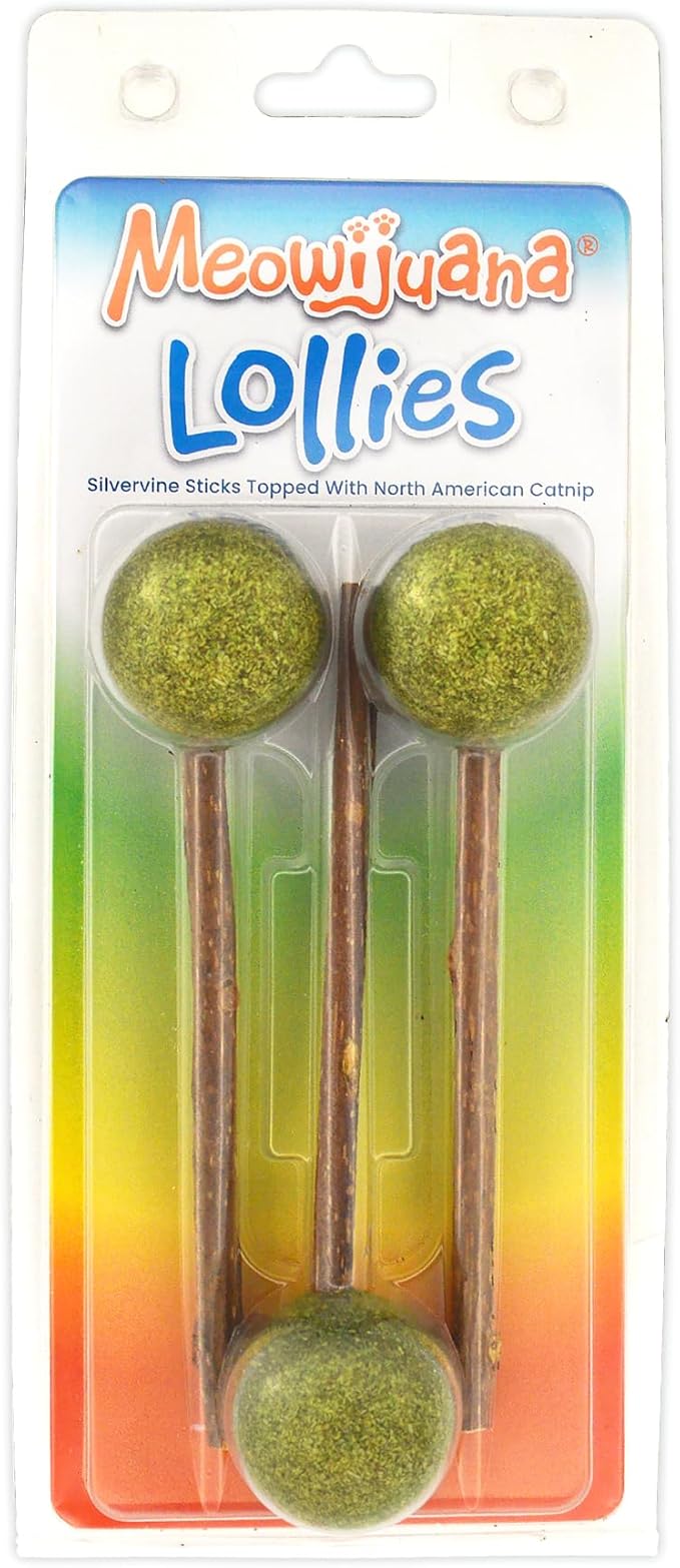 Meowijuana Lollies | Silvervine Sticks with Compressed Catnip | 5.5” Chew Sticks for Cats | Promote Healthy Chewing Habits and Dental Health | Freshly Harvested from Silverine Plants