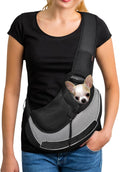 YUDODO Pet Sling Carrier for 5-9 lbs Small Dogs & Cats – Hands-Free Puppy Carrier with Safety Hook, Large Zipper Pocket, Soft Breathable Mesh, Adjustable Strap & Reflective Strip (Gray 3.0 M)