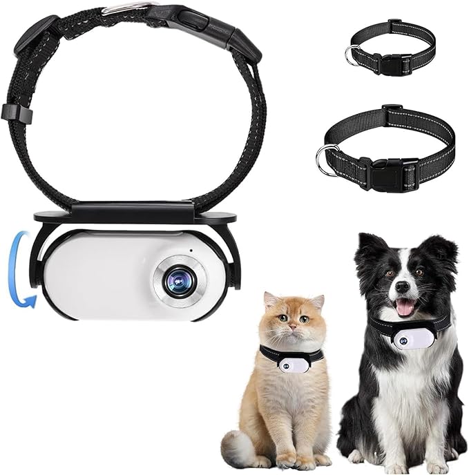 Collar Camera, HD 1080P, 120 Wide Angle Lens, Mini Action Camera for Indoor/Outdoor Use, OTG Support (White)