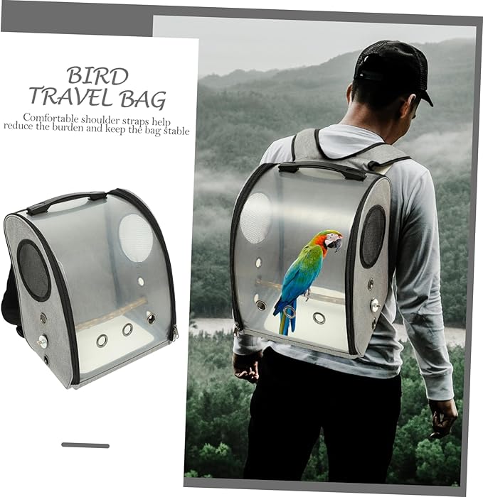 Yardwe Bird Carrier for Travel Parrot Backpack with Window Comfortable Pet Bird Cage Bag