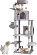 VEVOR Cat Tree for Indoor Cats, 68.5" Cat Tower with 2 Cat Condos, Sisal Scratching Post, Hammock, Top Perch, Jumping Platforms, Large Cat Furniture Activity Center with Hang Ball, Light Grey