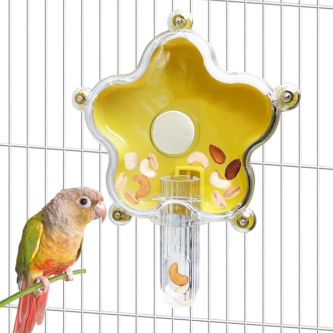 BNOSDM Bird Foraging Toys Cockatiel Foraging Wheel Parrot Cage Spinning Toys Parakeet Enrichment Puzzle Feeder Toy for Budgies Lovebirds Canaries (Yellow)