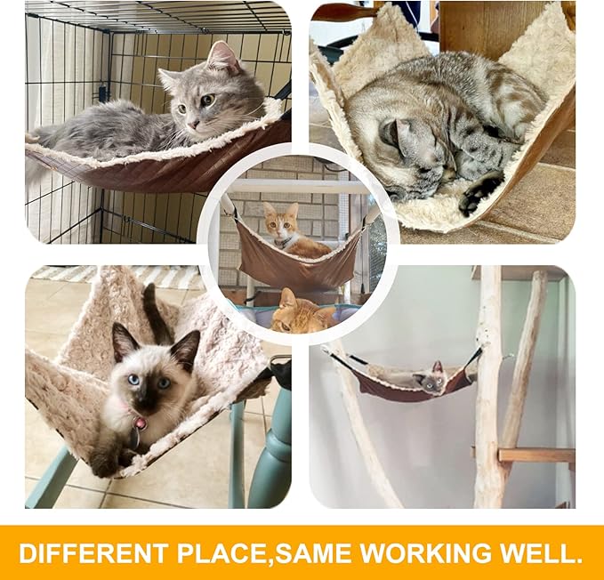 JOYELF Cat Hammock Bed, Large Reversible Cat Cage Hammock Hanging Soft Pet Bed for Kitten Ferret Puppy or Small Pet