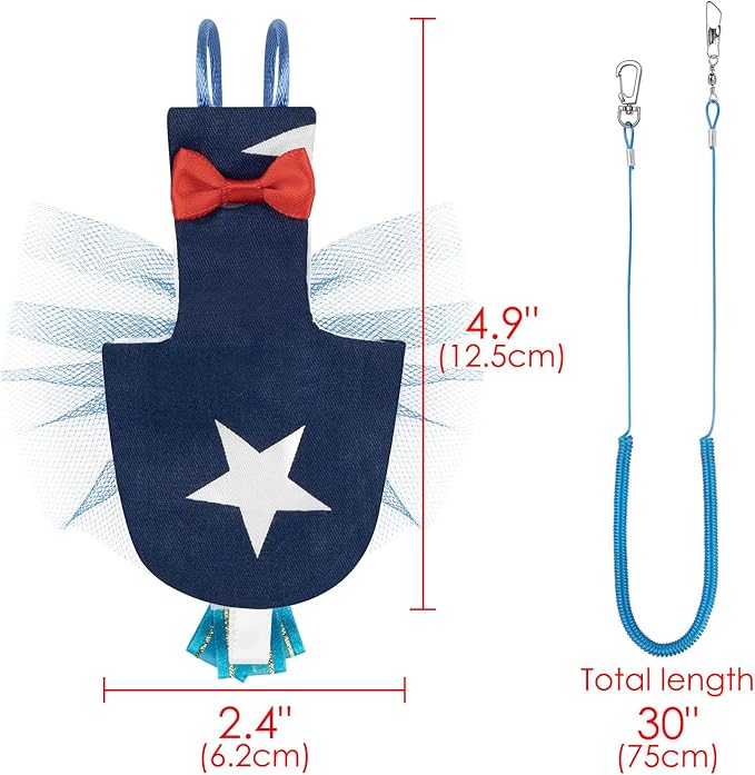 Adjustable Parrot Diaper, Parrot Clothes for Birds, Parrot Diaper Bird Flight Suit, Bird Diaper Harness, Bird Parrot Diaper with Elastic Training Rope (Dark Blue, 1PCS)