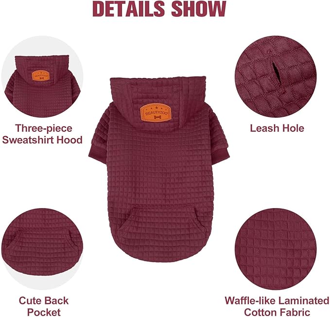 BEAUTYZOO Dog Hoodie for Small Medium Large Dogs, Winter Fall Warm Dog Clothes for Puppy S M Sized Dogs Girl Boy, Dog Sweater Shirt Hoodies with Pocket Bulldog Pitbull Cat Clothing Coat