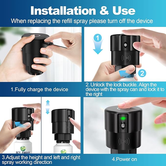 Cat Deterrent Spray Refill, Pet Spray Deterrent System, Motion Activated Cat System, Cat & Dog Odorless & Indoor, Up to 3 Feet Away, Pet Deterrent Spray Refill 6 Pack 23.34Oz