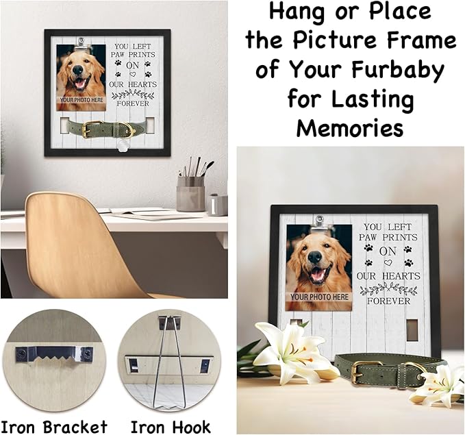 Pet Loss Gift for Loss of Dog, Memorial Sympathy Gifts Pet Memorial Frame, Cat Memorial Gift, You Left paw Prints