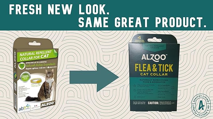 ALZOO Natural Flea & Tick Cat Collar, Helps Repel Fleas, Ticks & Mosquitoes, Plant-Based Active Ingredients, Phthalates and PVC Free Up to 4 Months Protection, Single