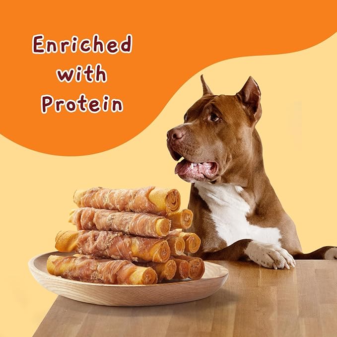 Jungle Calling Dog Treats Smoked Chicken Wrapped Rawhide Rolls, High Protein Dog Chews, Rawhide Chews for Medium and Large Dogs, 10.6 Oz, About 10 Count