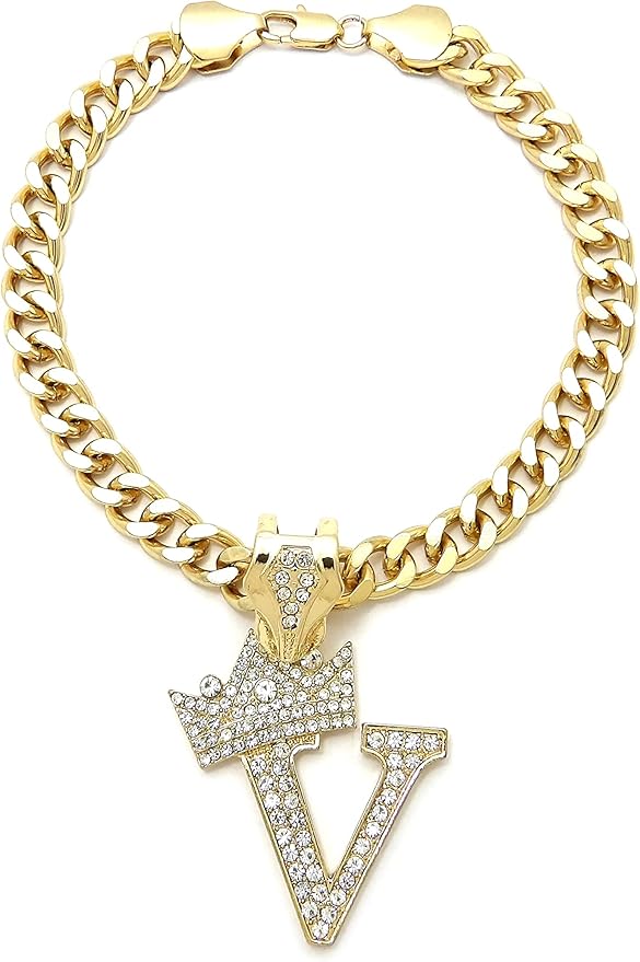 Initial Letter Cuban Chain Dog Chain Pet Chain Pet, Cat, Puppy Necklace (V, 30")