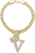 Initial Letter Cuban Chain Dog Chain Pet Chain Pet, Cat, Puppy Necklace (V, 30")