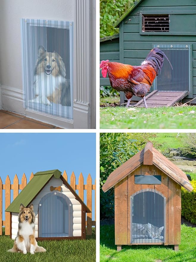 13.7in x 4.9ft Door Replacement Flaps for Dog House - Easy to Cut & Install Transparent Vinyl Strip for Doggie/Doggy/Cat Entry Door