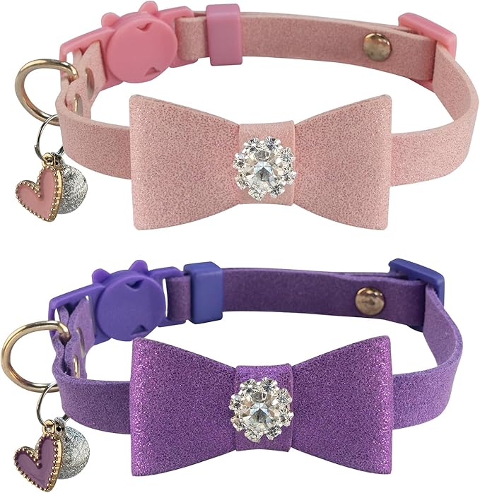 SuperBuddy Cat Collars Breakaway with Bell - 2 Pack Cat Safety Collars for Boys & Girls - Safety Buckle Kitten Collar for Pet Supplies,Stuff,Accessories
