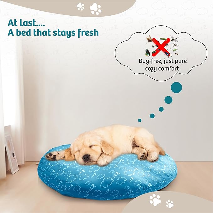 Round Dog Bed Covers Replacement Washable, Dog Bed Washable Cover, for All Shapes (X-Large (Up to 55″), Cloud Nine)