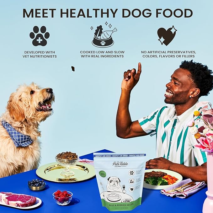 The Pets Table Air Dried Grain Free Dog Food for Dogs Large, Medium and Small | Puppy Dog Food, Adult Dog Food, Senior Dog Food | Beef & Berries 4.5 lbs / 72 oz Bag