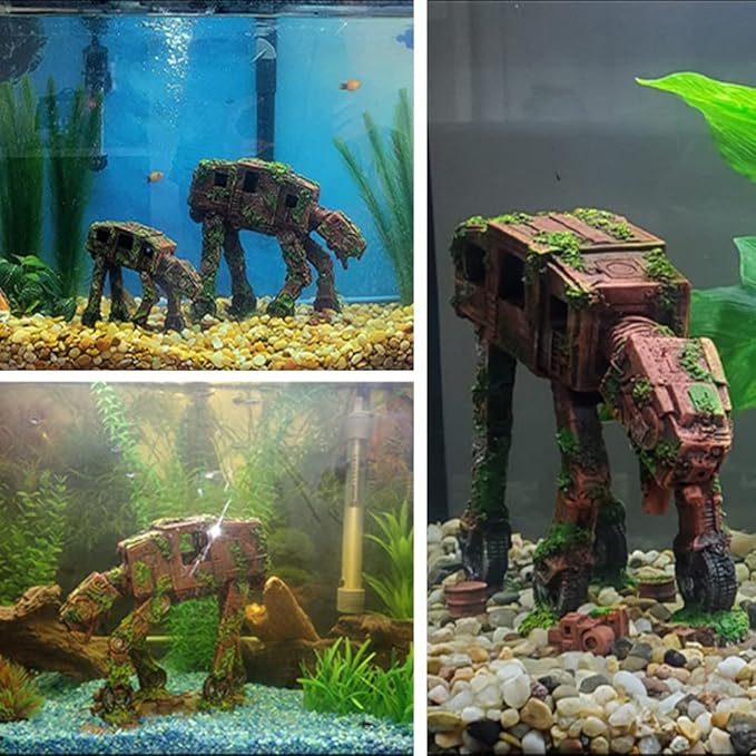fazhongfa Fish Tank Decorations Star Wars Aquarium Accessories Small to Large Fish Tank Resin Decor for Betta Goldfish Hideouts Cave Hide Ornament Backgrounds (at-Large)