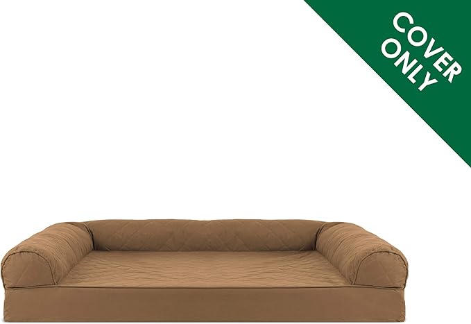 Furhaven Replacement Dog Bed Cover Quilted Sofa-Style, Machine Washable - Toasted Brown, Large