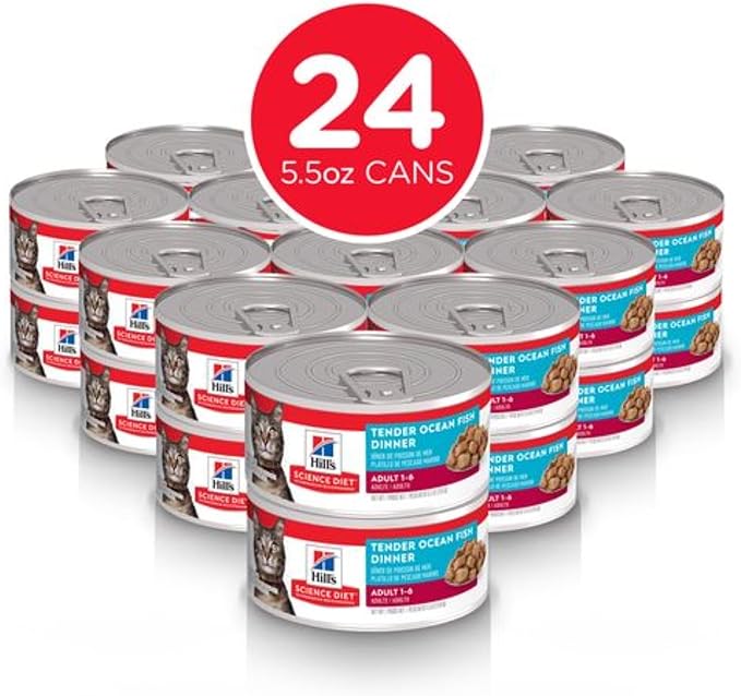 Hill's Science Diet Adult 1-6, Adult 1-6 Premium Nutrition, Wet Cat Food, Ocean Fish Stew, 5.5 oz Can, Case of 24