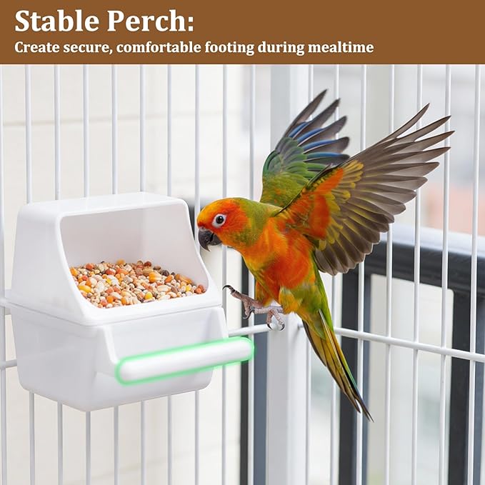 2 PCS Bird Feeder for Cage, White Anti-Spill Bird Cage Food Bowls, Birds Cages Feeder Cups for Small Pet Birds and Parakeets