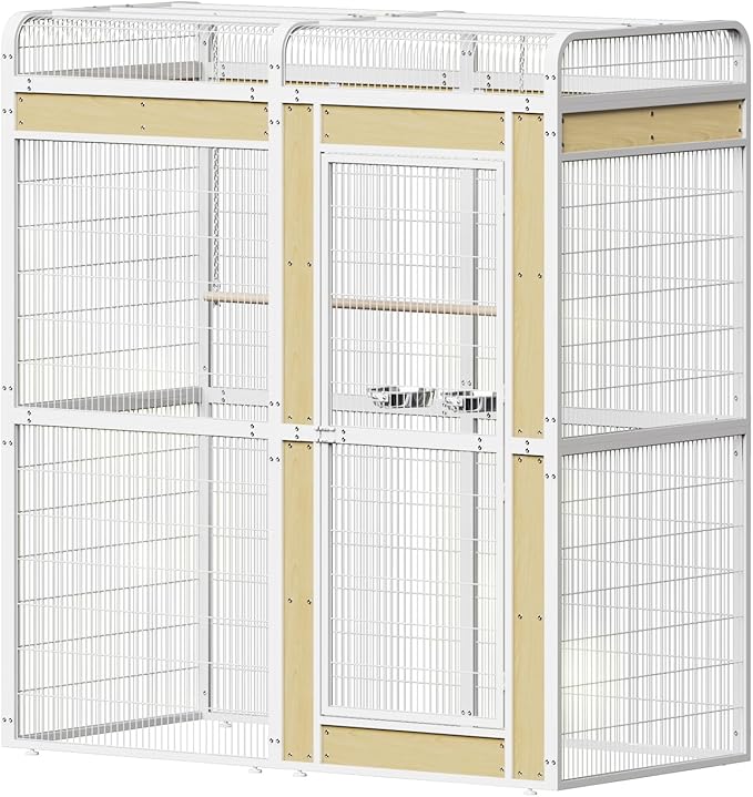 Large Bird Cage for Parakeets Outdoor Bird Aviary Parrot Cage with Perch, Birdcage for Macaws Canaries Parrots Budgie Lovebirds-White (2 Box Set)